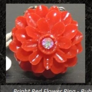 Bright Red Flower Ring